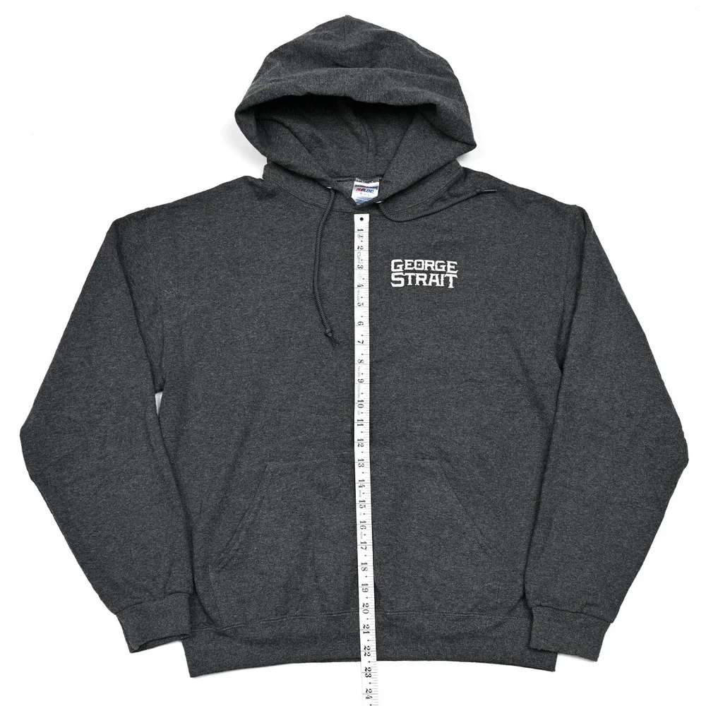 George Strait Vintage Hoodie Adult Medium Gray Hooded Sweatshirt Kangaroo Pocket